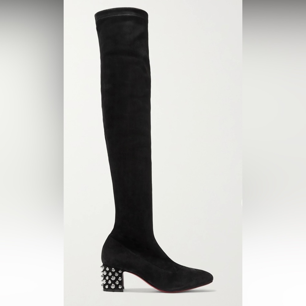 Christian Louboutin study stretch 55 spiked suede over the knee boots Brand new!